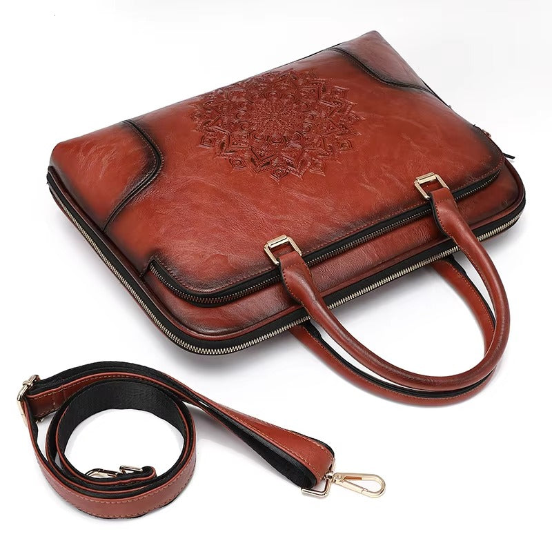 Formal High Quality Leather Laptop Briefcase Retro Bags Mssza