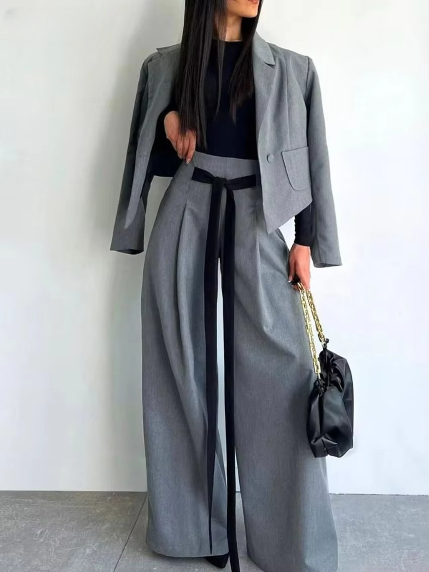 Formal Long Sleeve Blazer Loose Office Trousers 2 Piece Sets Mssza