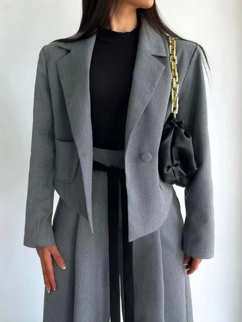 Formal Long Sleeve Blazer Loose Office Trousers 2 Piece Sets Mssza