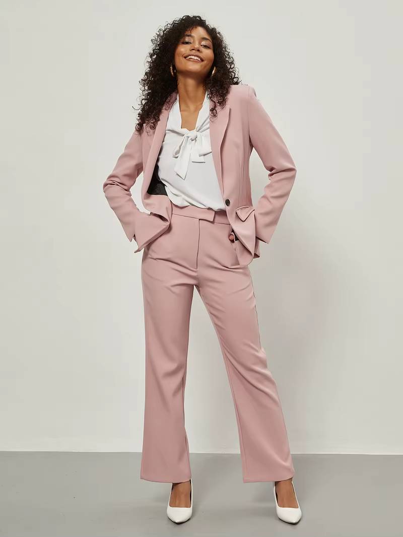 Formal Long Sleeve Single Button Loose Blazer And Pants 2 Pieces Suit Mssza