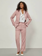 Formal Long Sleeve Single Button Loose Blazer And Pants 2 Pieces Suit Mssza