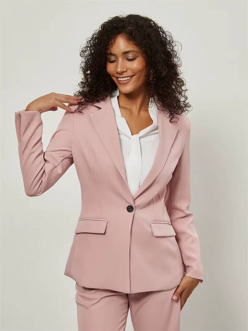 Formal Long Sleeve Single Button Loose Blazer And Pants 2 Pieces Suit Mssza