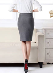 Formal Office Slim Front Slit High Stretch Midi Pencil Skirt Mssza