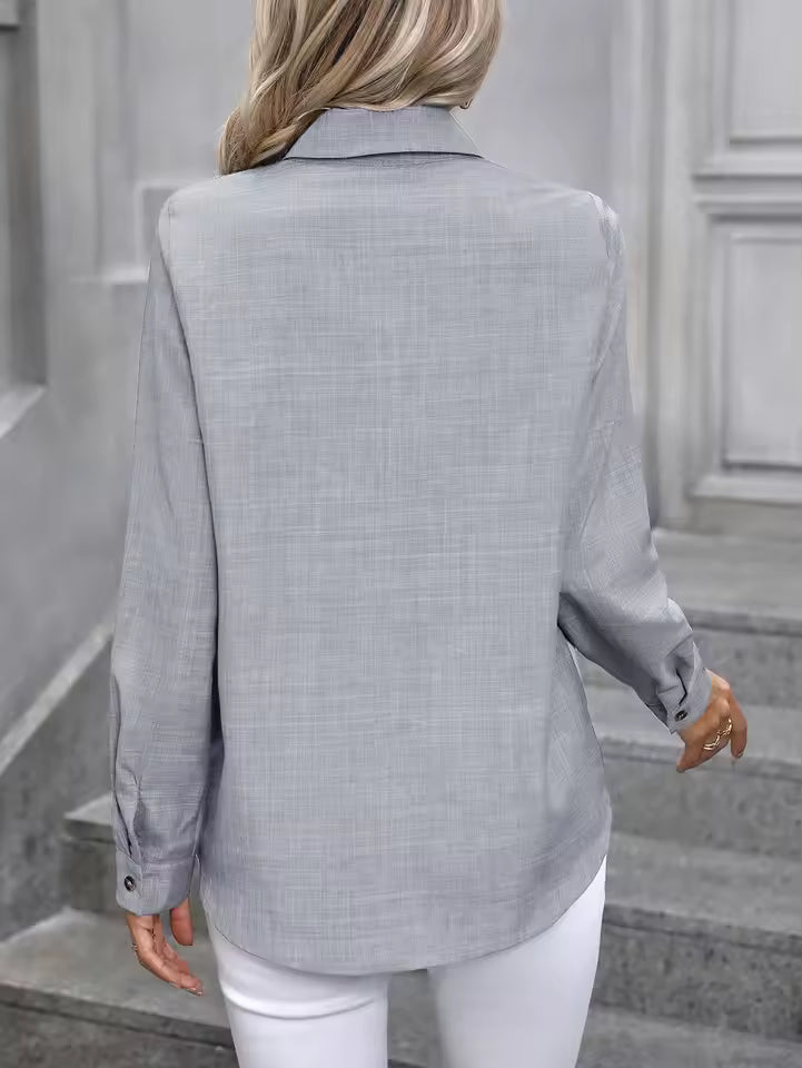 Formal Single-Breasted Solid Non Stretch Long-Sleeved Lapel Shirt Mssza