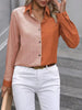 Formal Single-Breasted Solid Color Block Long-Sleeved Lapel Shirt Mssza