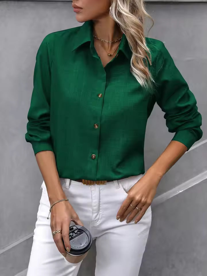 Formal Single-Breasted Solid Non Stretch Long-Sleeved Lapel Shirt Mssza