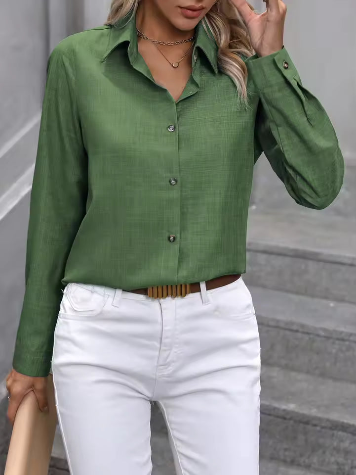 Formal Single-Breasted Solid Non Stretch Long-Sleeved Lapel Shirt Mssza
