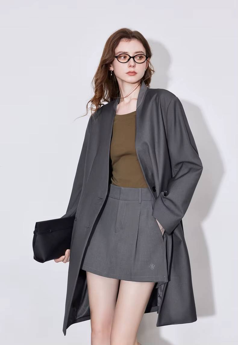 Formal Single Breasted Turn Down Collar Jacket And Skirt 2 Piece Suit Mssza