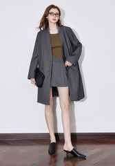 Formal Single Breasted Turn Down Collar Jacket And Skirt 2 Piece Suit Mssza