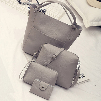Four Pcs Bag Set â€?Bow Handled Tote  Shoulder Bag  Wristlet  Wallet Mssza