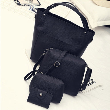 Four Pcs Bag Set â€?Bow Handled Tote  Shoulder Bag  Wristlet  Wallet Mssza