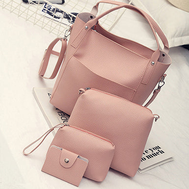 Four Pcs Bag Set â€?Bow Handled Tote  Shoulder Bag  Wristlet  Wallet Mssza