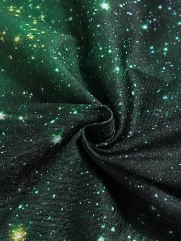 Galaxy Print O-neck Short Sleeve Casual T-Shirt Mssza