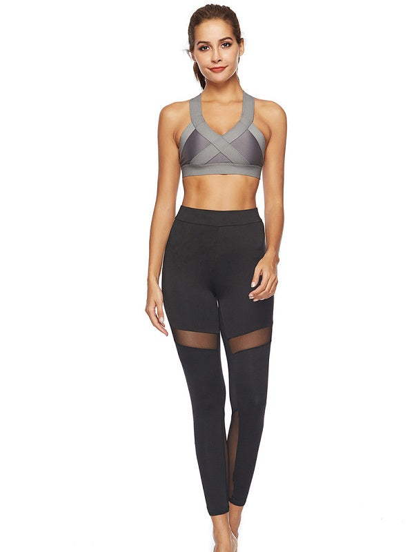 Gauze Patchwork Skinny Yoga Leggings Mssza