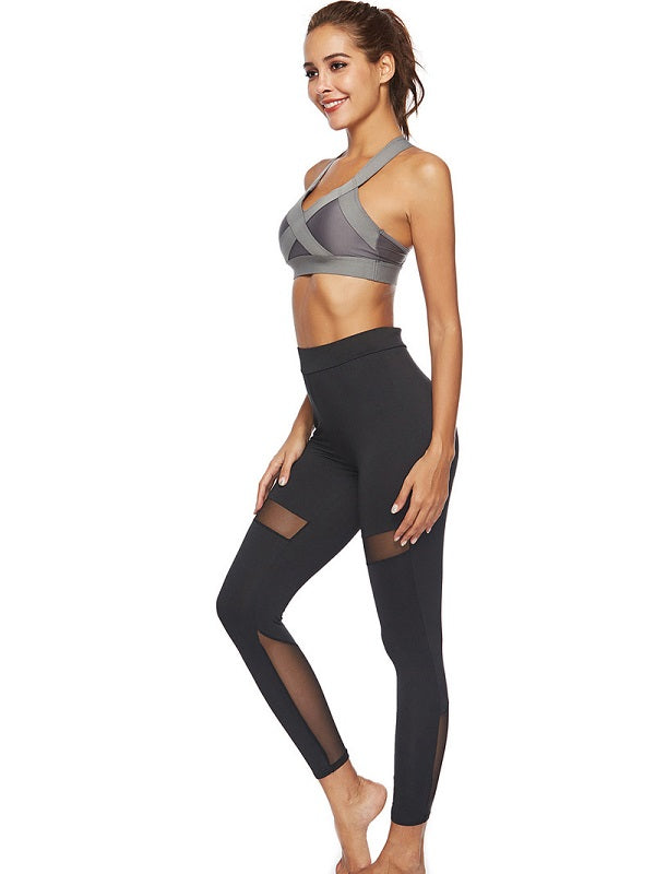 Gauze Patchwork Skinny Yoga Leggings Mssza