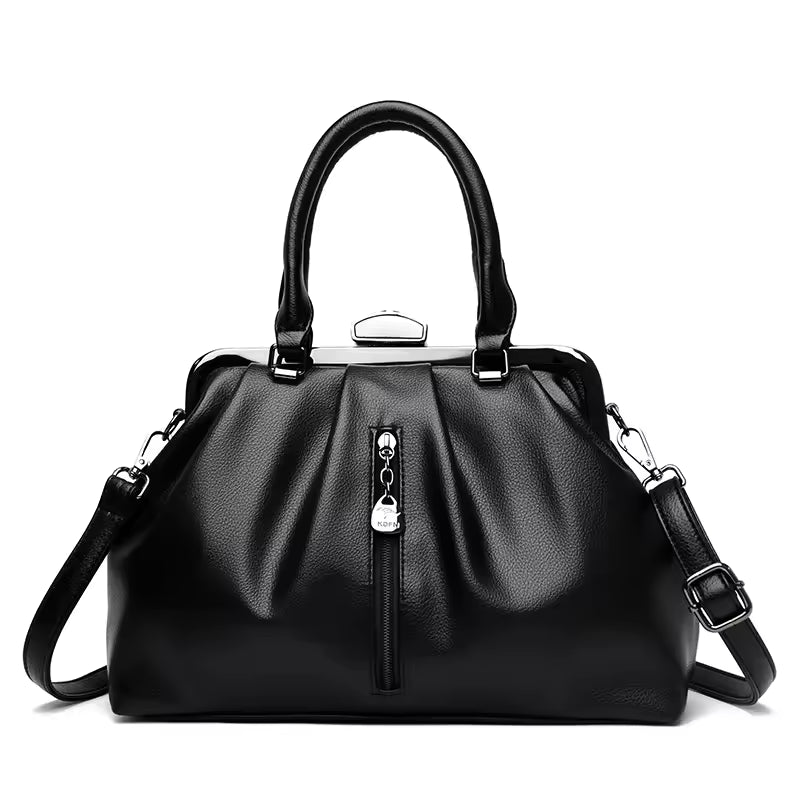 Genuine High Quality Leather Solid Color Portable Messenger Cloud Shoulder Bag Mssza
