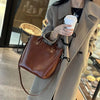 Genuine Leather Cowhide Crossbody Commuter Bucket Bag Mssza