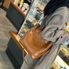 Genuine Leather Cowhide Crossbody Commuter Bucket Bag Mssza