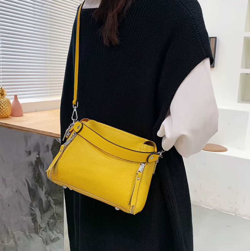 Genuine Leather Cowhide Shoulder Luxury Messenger Tote bag Mssza