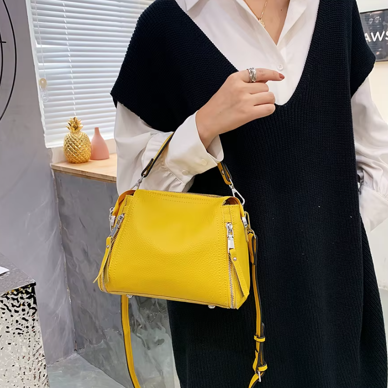 Genuine Leather Cowhide Shoulder Luxury Messenger Tote bag Mssza
