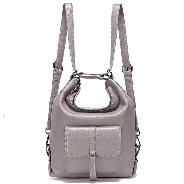Genuine Leather Large Capacity Handbag Multifunction Satchel Messenger Bag Backpack Mssza