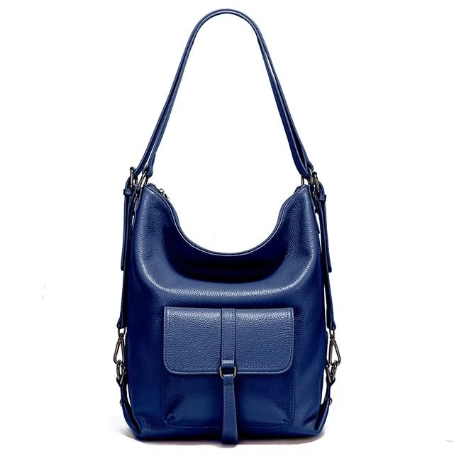 Genuine Leather Large Capacity Handbag Multifunction Satchel Messenger Bag Backpack Mssza