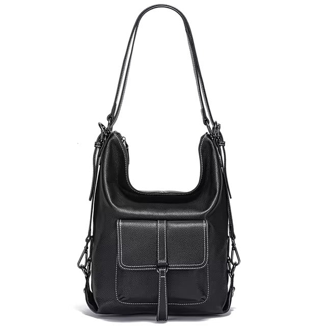 Genuine Leather Large Capacity Handbag Multifunction Satchel Messenger Bag Backpack Mssza