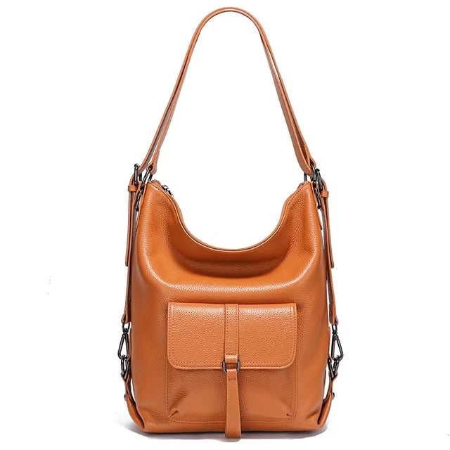 Genuine Leather Large Capacity Handbag Multifunction Satchel Messenger Bag Backpack Mssza