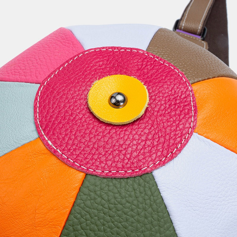 Genuine Leather Patchwork Crossbody Chest Bag Mssza
