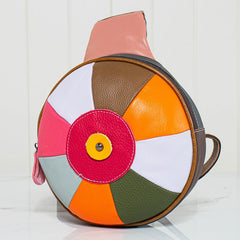 Genuine Leather Patchwork Crossbody Chest Bag Mssza