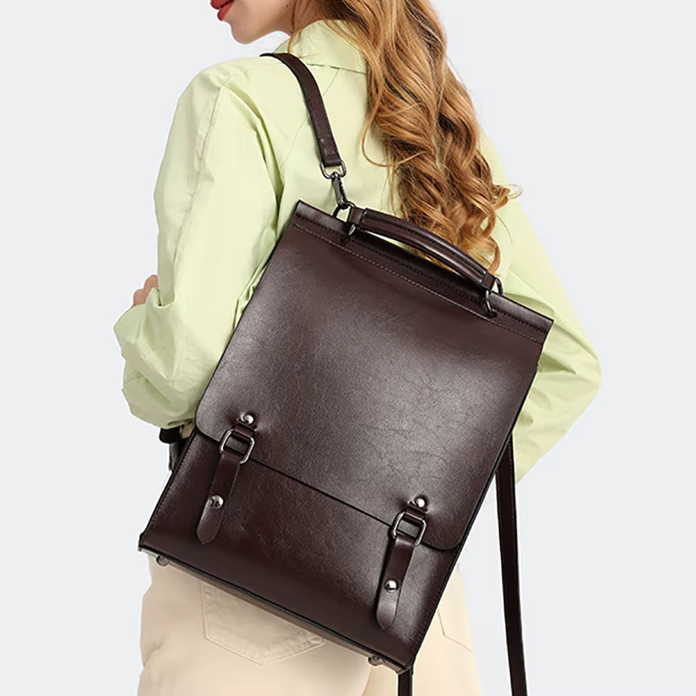 Genuine Leather Real Cowhide Laptop Daypack Messenger Shoulder Bags Mssza