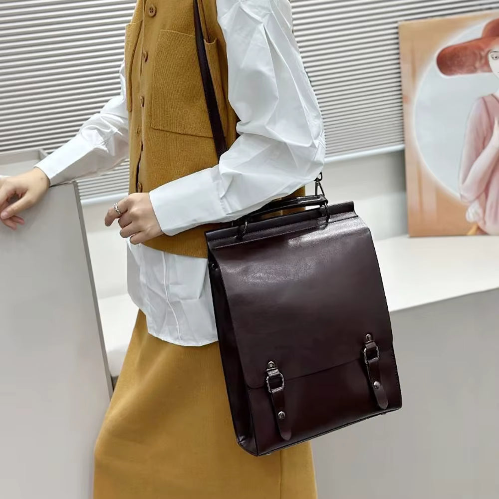 Genuine Leather Real Cowhide Laptop Daypack Messenger Shoulder Bags Mssza