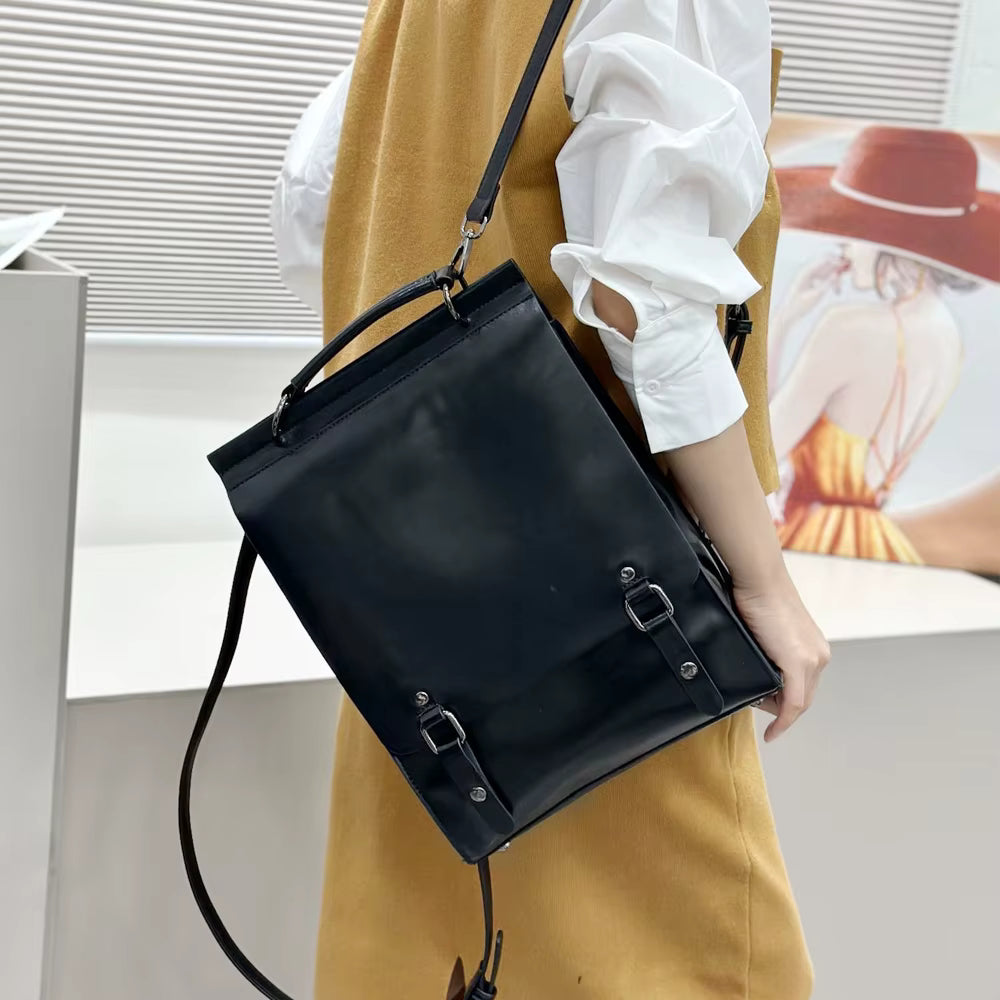 Genuine Leather Real Cowhide Laptop Daypack Messenger Shoulder Bags Mssza