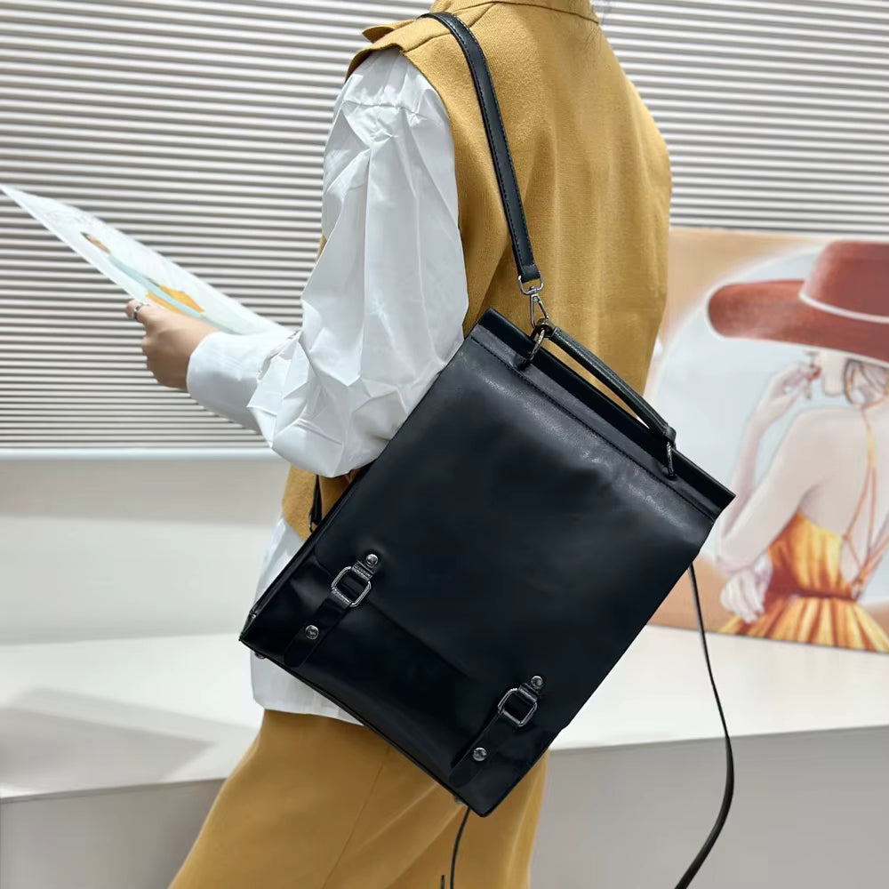 Genuine Leather Real Cowhide Laptop Daypack Messenger Shoulder Bags Mssza