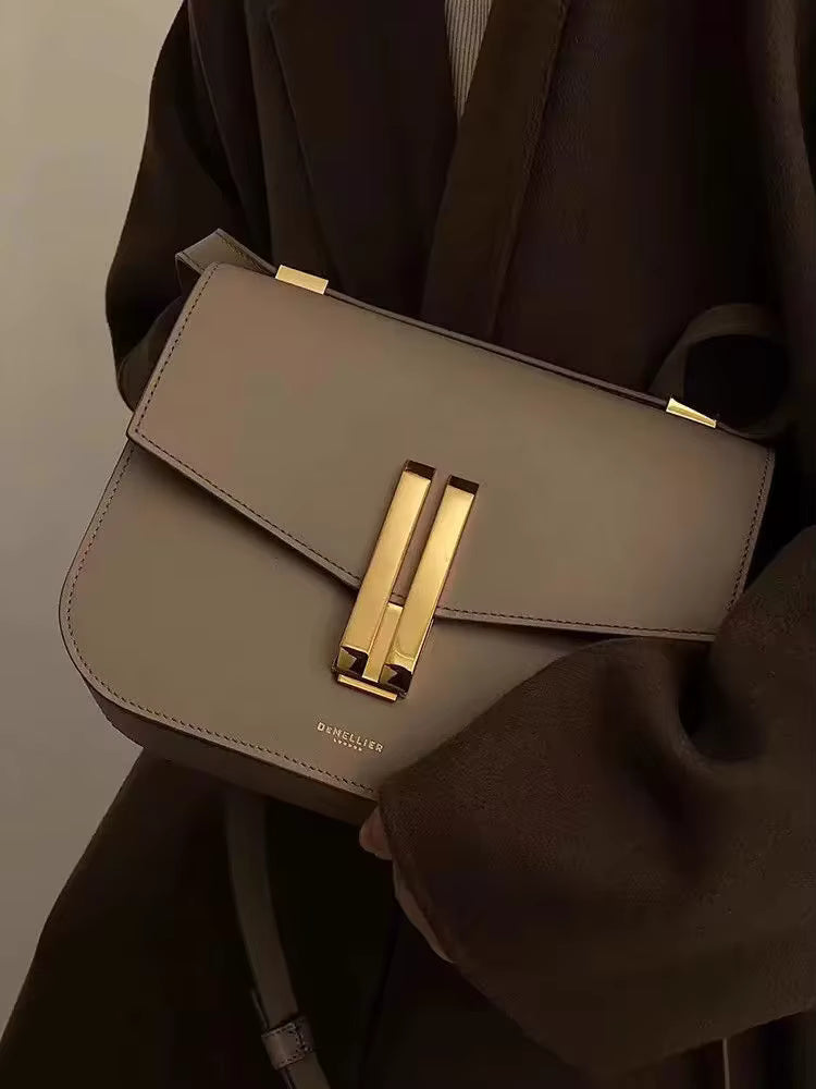 Genuine Leather Single Shoulder Cross Shoulder Underarm Small Square Bag Mssza