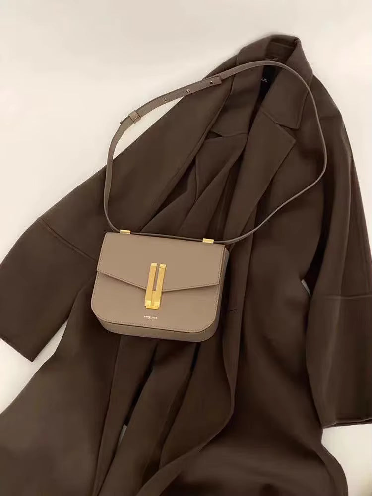 Genuine Leather Single Shoulder Cross Shoulder Underarm Small Square Bag Mssza