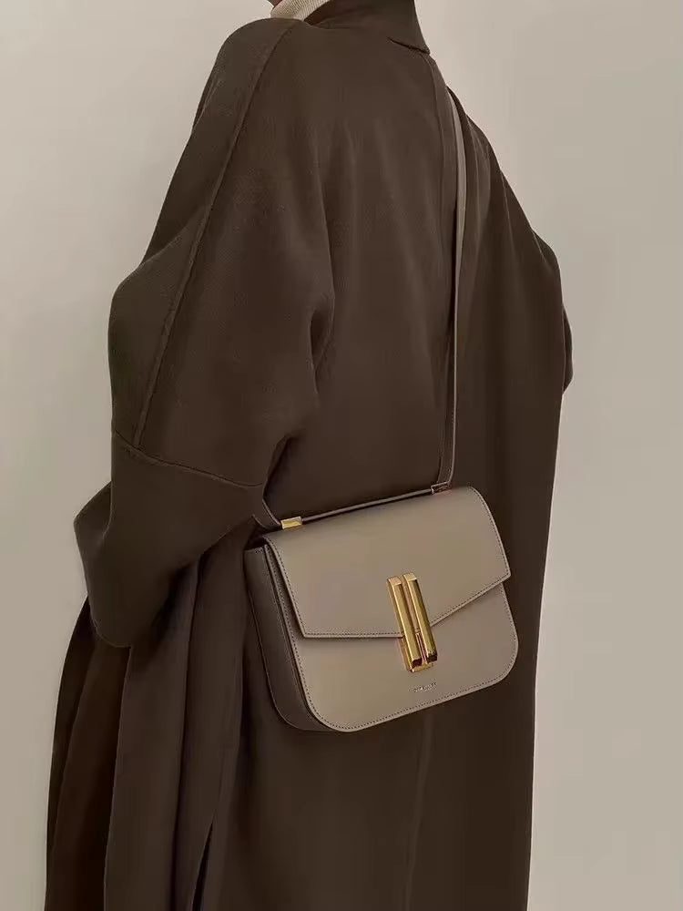 Genuine Leather Single Shoulder Cross Shoulder Underarm Small Square Bag Mssza