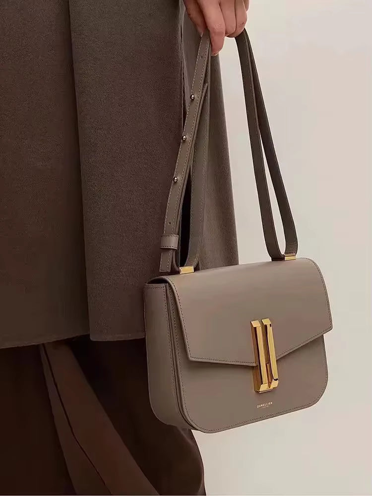 Genuine Leather Single Shoulder Cross Shoulder Underarm Small Square Bag Mssza