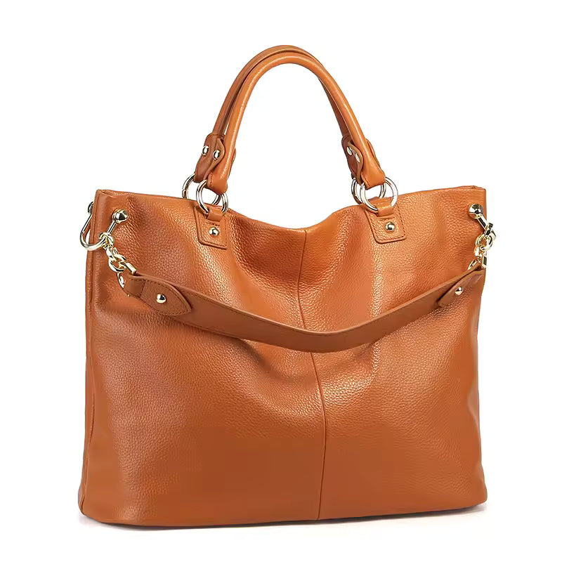 Genuine Leather Solid Luxury Large Capacity Elegant Crossbody Commuter Bag Mssza