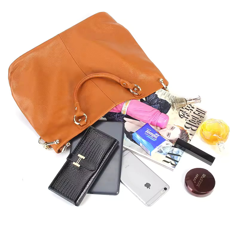 Genuine Leather Solid Luxury Large Capacity Elegant Crossbody Commuter Bag Mssza