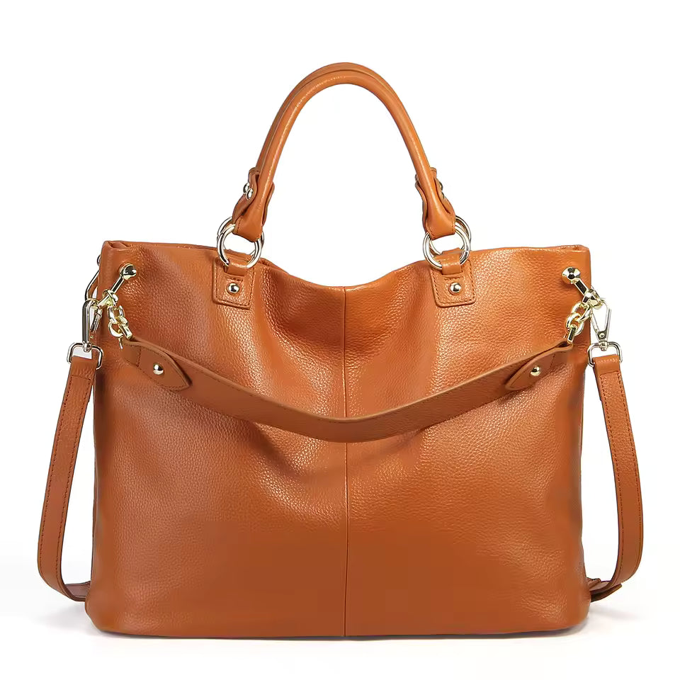 Genuine Leather Solid Luxury Large Capacity Elegant Crossbody Commuter Bag Mssza