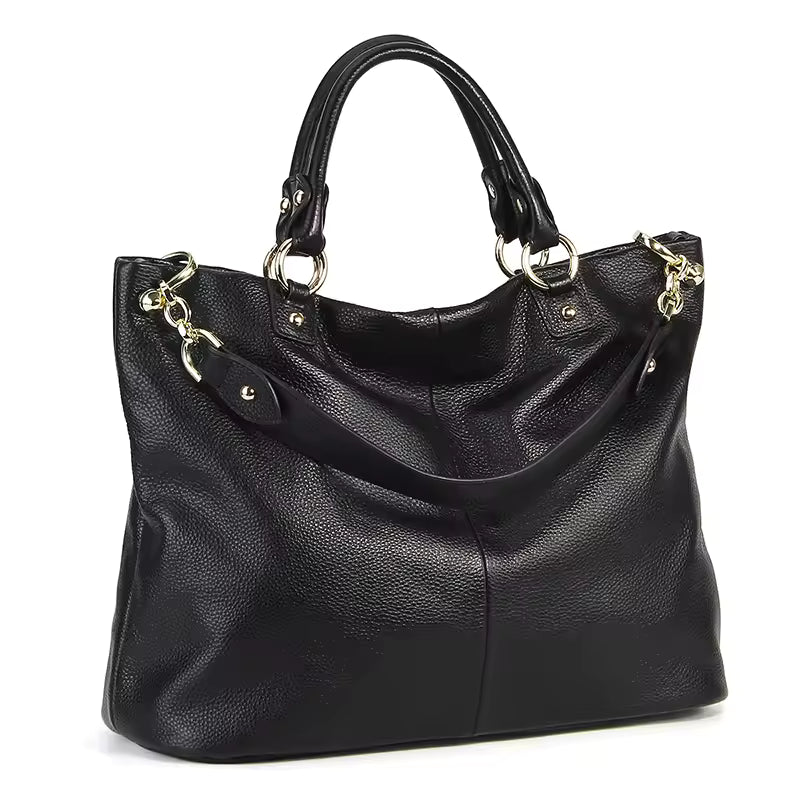 Genuine Leather Solid Luxury Large Capacity Elegant Crossbody Commuter Bag Mssza