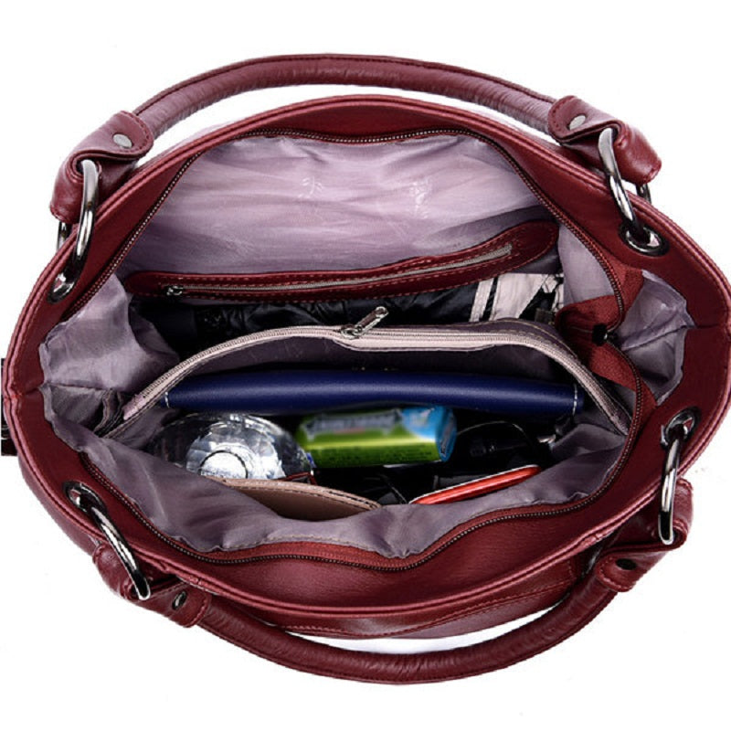 Genuine Leather Tassel Pendant Plaid Handbag Cross body Bag For Women Mssza
