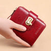 Genuine Leather Tri Fold RFID Blocking ID Card Holder Zipper Coin Purse Mssza