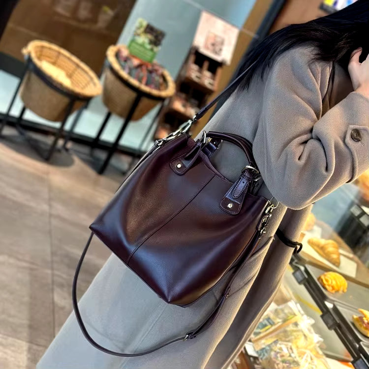 Genuine Leather zipper Large Bucket Designer Shoulder Handbags Mssza