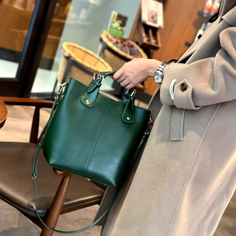 Genuine Leather zipper Large Bucket Designer Shoulder Handbags Mssza