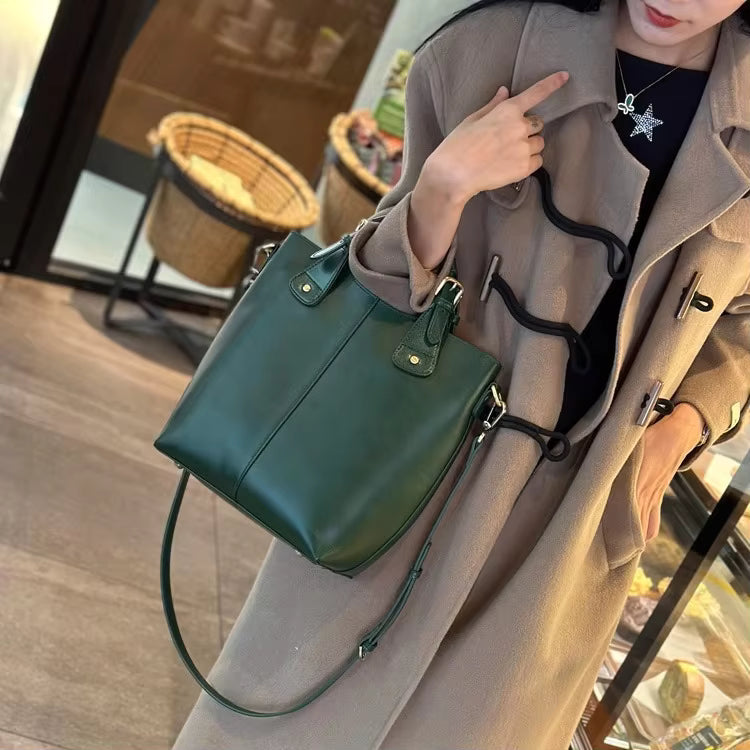 Genuine Leather zipper Large Bucket Designer Shoulder Handbags Mssza