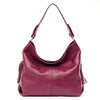 Genuine Tassel Plain Color Real Cowhide Leather Large Shopper Hobo Bag Mssza