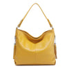 Genuine Tassel Plain Color Real Cowhide Leather Large Shopper Hobo Bag Mssza