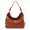Genuine Tassel Plain Color Real Cowhide Leather Large Shopper Hobo Bag Mssza